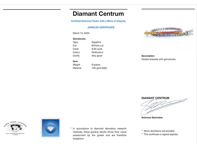 Gouden tennisarmband met 8.50 carat saffieren - afbeelding 3 van  9