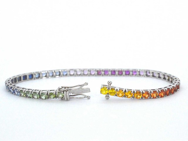 Gouden tennisarmband met 8.50 carat saffieren - afbeelding 4 van  9