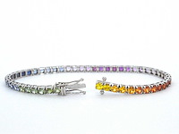 Gouden tennisarmband met 8.50 carat saffieren - afbeelding 4 van  9