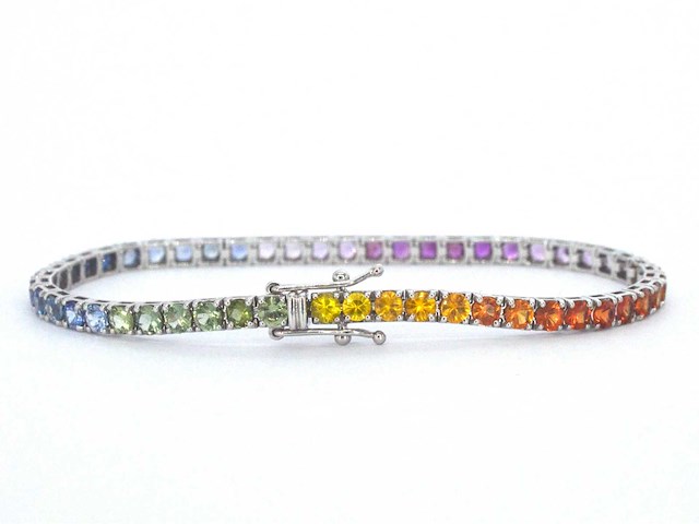 Gouden tennisarmband met 8.50 carat saffieren - afbeelding 5 van  9