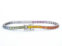 Gouden tennisarmband met 8.50 carat saffieren - afbeelding 5 van  9