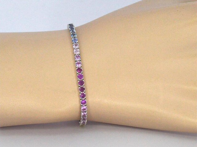 Gouden tennisarmband met 8.50 carat saffieren - afbeelding 3 van  10