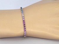 Gouden tennisarmband met 8.50 carat saffieren - afbeelding 3 van  10