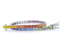 Gouden tennisarmband met 8.50 carat saffieren - afbeelding 1 van  10