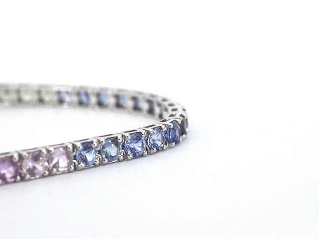 Gouden tennisarmband met 8.50 carat saffieren - afbeelding 6 van  10