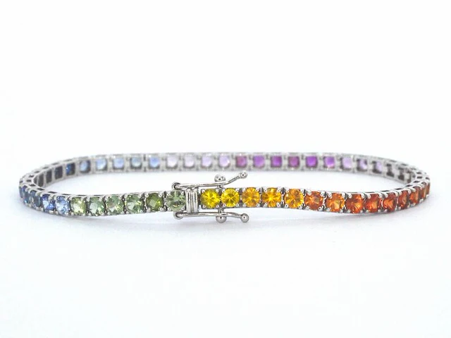 Gouden tennisarmband met 8.50 carat saffieren - afbeelding 5 van  10