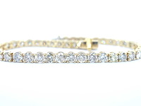 Gouden tennisarmband met briljant diamanten - afbeelding 1 van  5