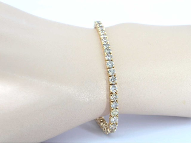 Gouden tennisarmband met briljant diamanten - afbeelding 2 van  5