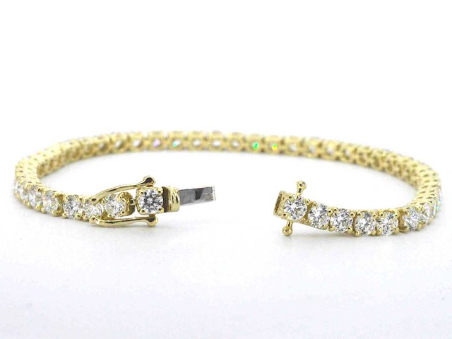 Gouden tennisarmband met briljant geslepen diamanten 7.50 carat - afbeelding 8 van  9