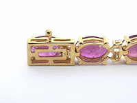 Gouden tennisarmband met diamanten en robijn - afbeelding 7 van  7