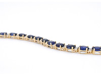 Gouden tennisarmband met diamanten en saffier - afbeelding 5 van  9