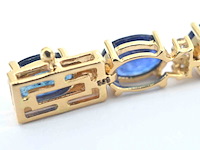Gouden tennisarmband met diamanten en saffier - afbeelding 7 van  9