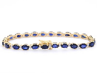 Gouden tennisarmband met diamanten en saffier - afbeelding 3 van  9