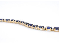 Gouden tennisarmband met diamanten en saffier - afbeelding 5 van  9