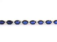 Gouden tennisarmband met diamanten en saffier - afbeelding 6 van  9