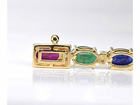Gouden tennisarmband met diamanten, saffier, robijn en smaragd - afbeelding 3 van  7