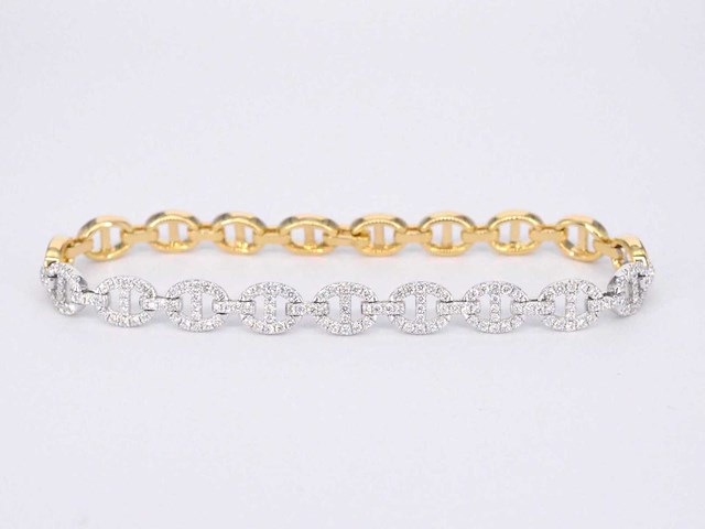 Gouden tennisarmband met diamanten schakels 157 diamanten - afbeelding 1 van  7