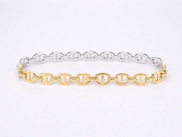 Gouden tennisarmband met diamanten schakels 157 diamanten - afbeelding 4 van  7