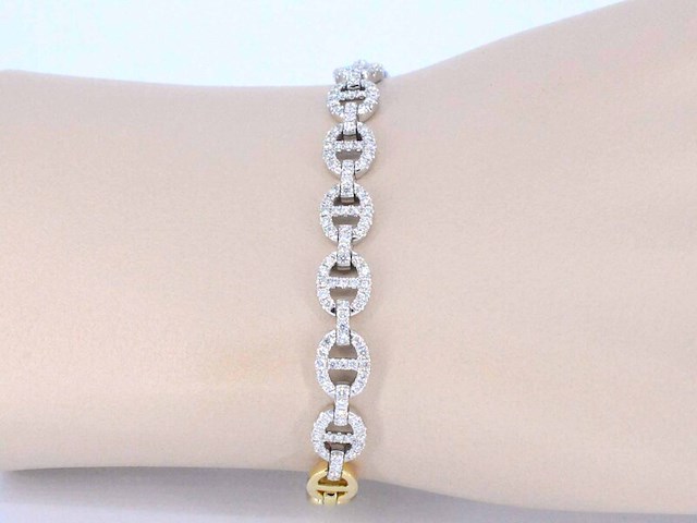 Gouden tennisarmband met diamanten schakels met 157 diamanten - afbeelding 2 van  8