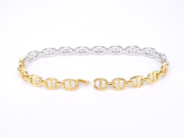 Gouden tennisarmband met diamanten schakels met 157 diamanten - afbeelding 4 van  6