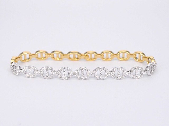 Gouden tennisarmband met diamanten schakels met 157 diamanten - afbeelding 1 van  6
