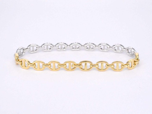 Gouden tennisarmband met diamanten schakels met 157 diamanten - afbeelding 3 van  6