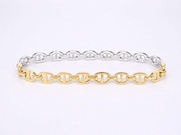 Gouden tennisarmband met diamanten schakels met 157 diamanten - afbeelding 3 van  6