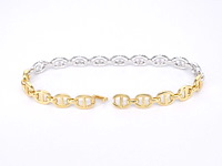 Gouden tennisarmband met diamanten schakels met 157 diamanten - afbeelding 4 van  6