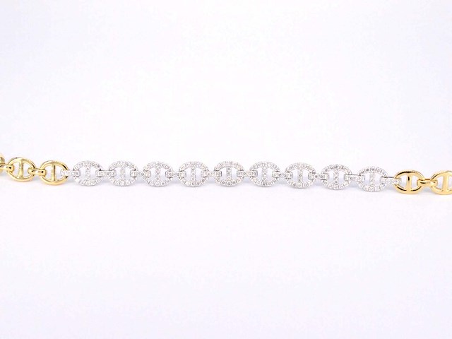 Gouden tennisarmband met diamanten schakels met 157 diamanten - afbeelding 5 van  6