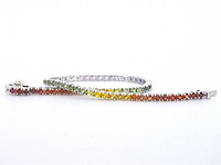 Gouden tennisarmband met multicolour saffieren - afbeelding 3 van  8