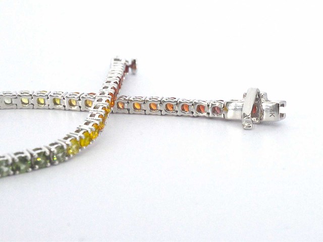 Gouden tennisarmband met multicolour saffieren - afbeelding 6 van  8