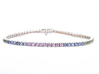 Gouden tennisarmband met multicolour saffieren - afbeelding 5 van  8