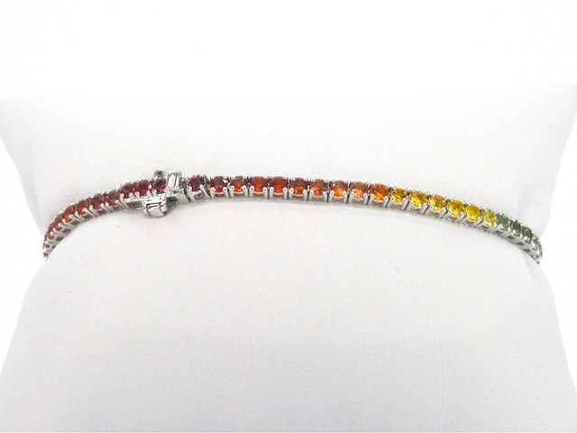 Gouden tennisarmband met multicolour saffieren - afbeelding 7 van  8