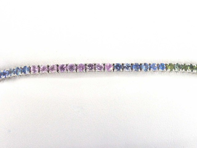 Gouden tennisarmband met multicolour saffieren - afbeelding 2 van  7