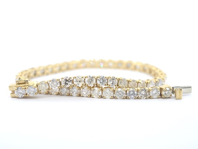 Gouden tennisarmband met natuurlijke briljant geslepen diamanten - afbeelding 1 van  7