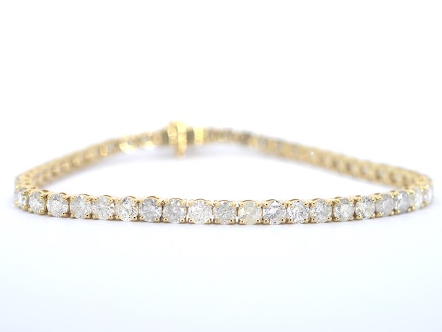 Gouden tennisarmband met natuurlijke briljant geslepen diamanten - afbeelding 3 van  7