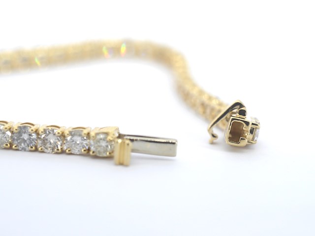 Gouden tennisarmband met natuurlijke briljant geslepen diamanten - afbeelding 4 van  7