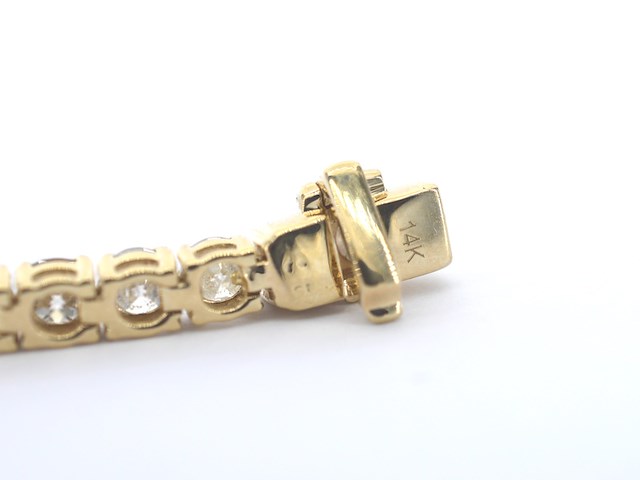 Gouden tennisarmband met natuurlijke briljant geslepen diamanten - afbeelding 5 van  7