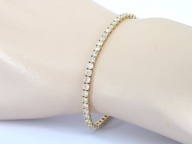 Gouden tennisarmband met natuurlijke briljant geslepen diamanten - afbeelding 2 van  6