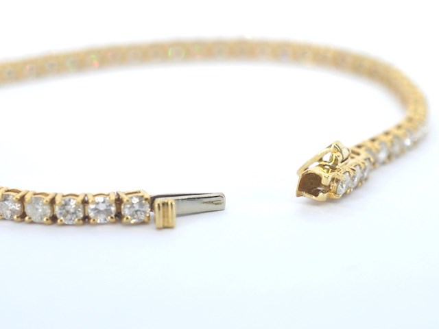 Gouden tennisarmband met natuurlijke briljant geslepen diamanten - afbeelding 3 van  6