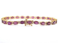 Gouden tennisarmband met natuurlijke diamanten en robijn - afbeelding 3 van  8