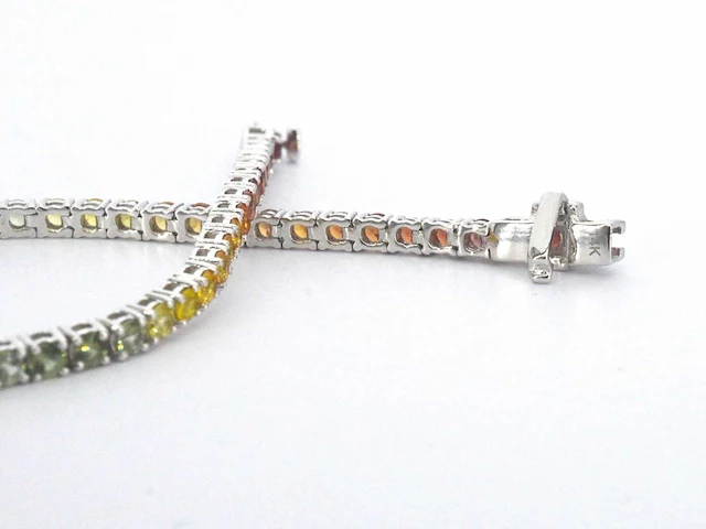 Gouden tennisarmband multicolour saffier - afbeelding 1 van  8