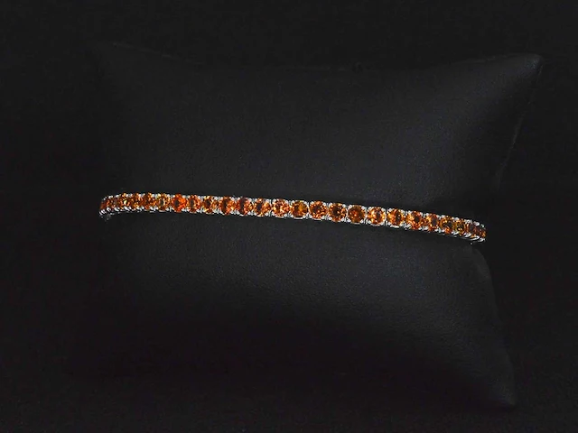 Gouden tennisarmband oranje saffier - afbeelding 3 van  9