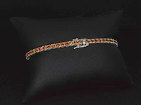 Gouden tennisarmband oranje saffier - afbeelding 4 van  9