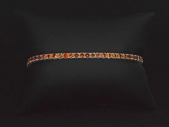 Gouden tennisarmband oranje saffier - afbeelding 5 van  9