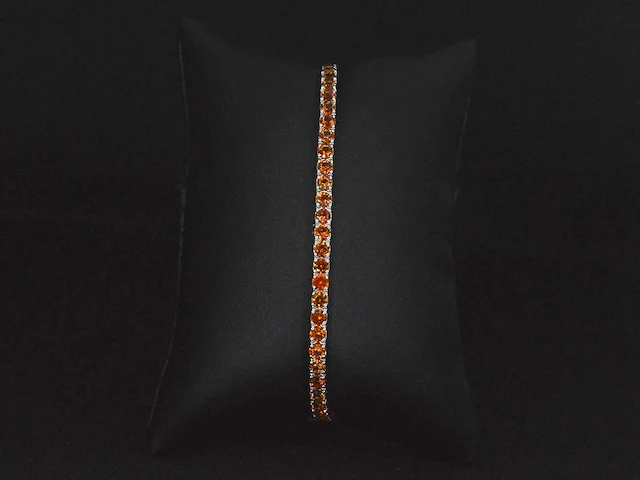Gouden tennisarmband oranje saffier - afbeelding 7 van  9