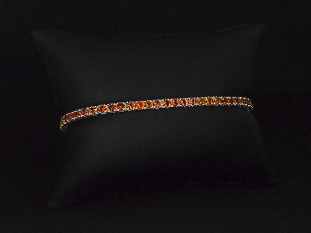 Gouden tennisarmband oranje saffier - afbeelding 8 van  9