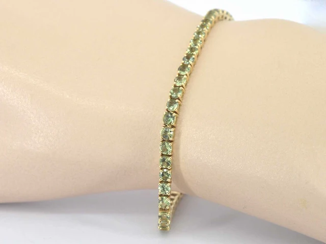 Gouden tennisarmband saffier - afbeelding 3 van  8