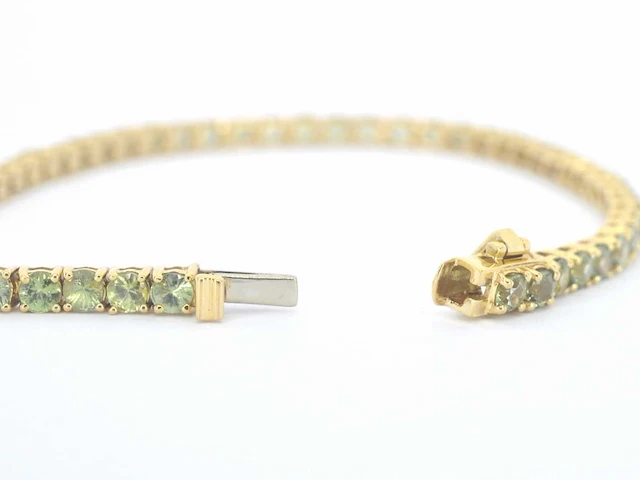 Gouden tennisarmband saffier - afbeelding 5 van  8