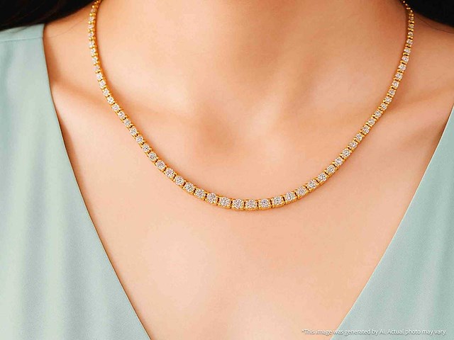 Gouden tenniscollier met briljant geslepen diamanten 16.00 carat - afbeelding 2 van  8